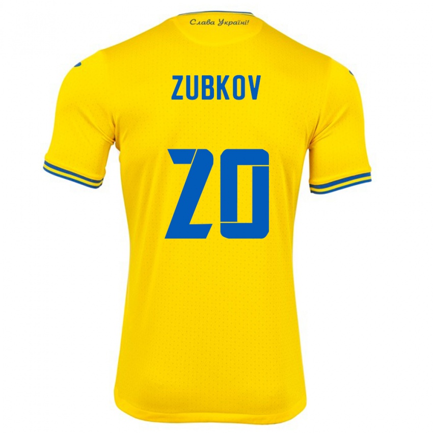 Kinder Ukraine Oleksandr Zubkov #20 Gelb Heimtrikot Trikot 24-26 T-Shirt Schweiz