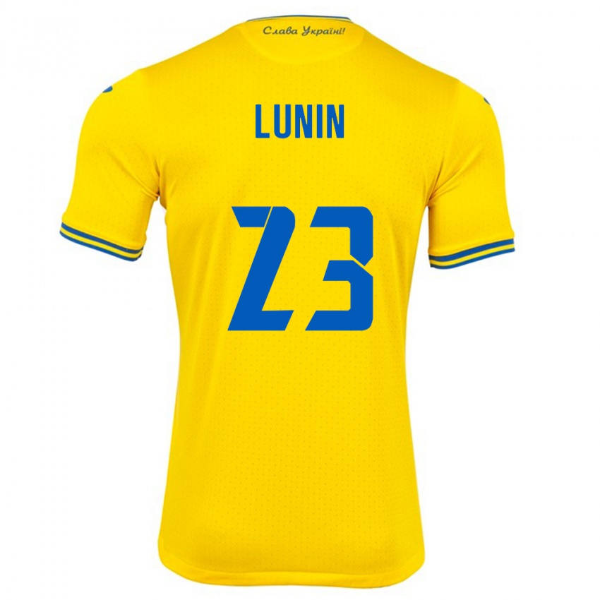 Kinder Ukraine Andriy Lunin #23 Gelb Heimtrikot Trikot 24-26 T-Shirt Schweiz