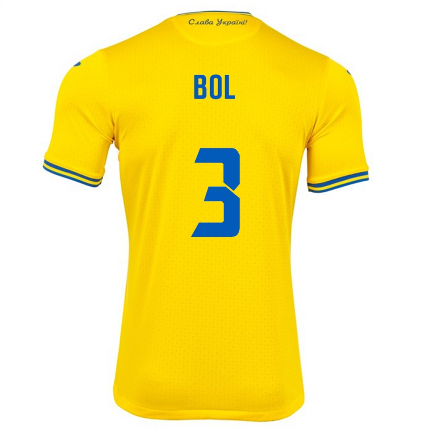 Kinder Ukraine Anton Bol #3 Gelb Heimtrikot Trikot 24-26 T-Shirt Schweiz