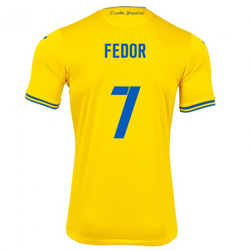 Kinder Ukraine Oleg Fedor #7 Gelb Heimtrikot Trikot 24-26 T-Shirt Schweiz