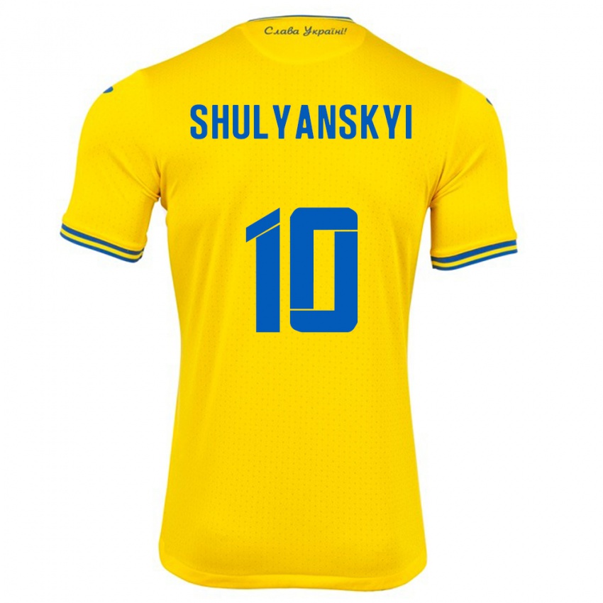 Kinder Ukraine Artem Shulyanskyi #10 Gelb Heimtrikot Trikot 24-26 T-Shirt Schweiz