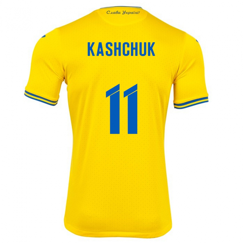 Kinder Ukraine Oleksiy Kashchuk #11 Gelb Heimtrikot Trikot 24-26 T-Shirt Schweiz