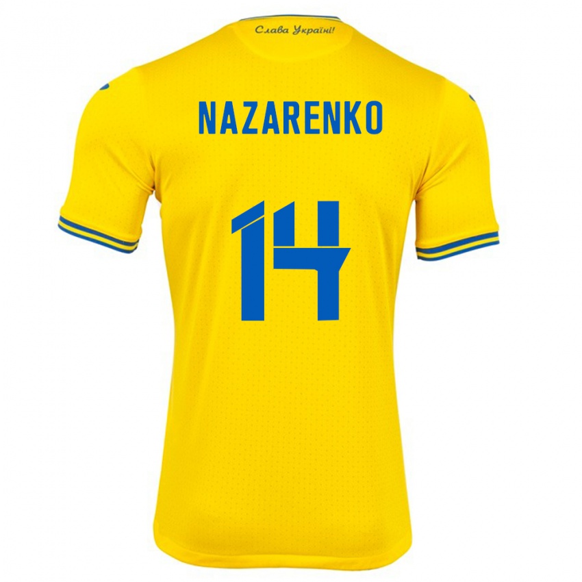 Kinder Ukraine Oleksandr Nazarenko #14 Gelb Heimtrikot Trikot 24-26 T-Shirt Schweiz