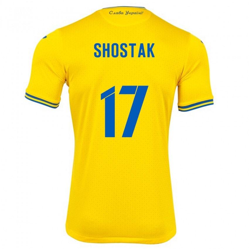 Kinder Ukraine Denys Shostak #17 Gelb Heimtrikot Trikot 24-26 T-Shirt Schweiz