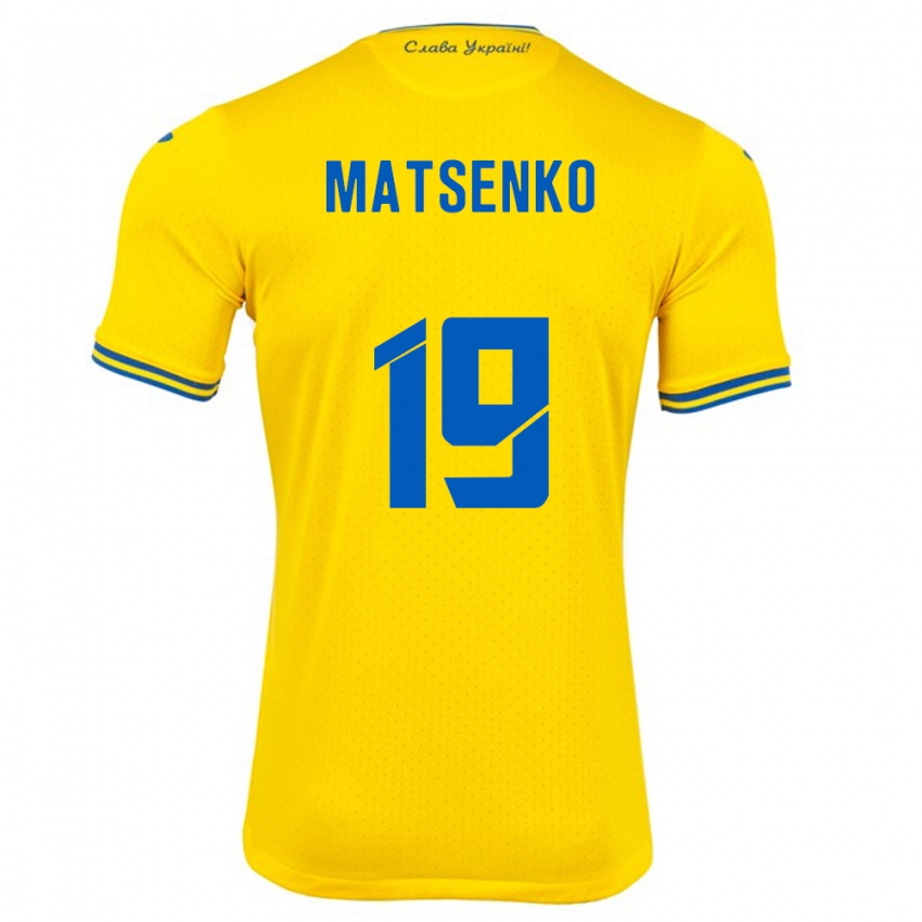 Kinder Ukraine Yegor Matsenko #19 Gelb Heimtrikot Trikot 24-26 T-Shirt Schweiz