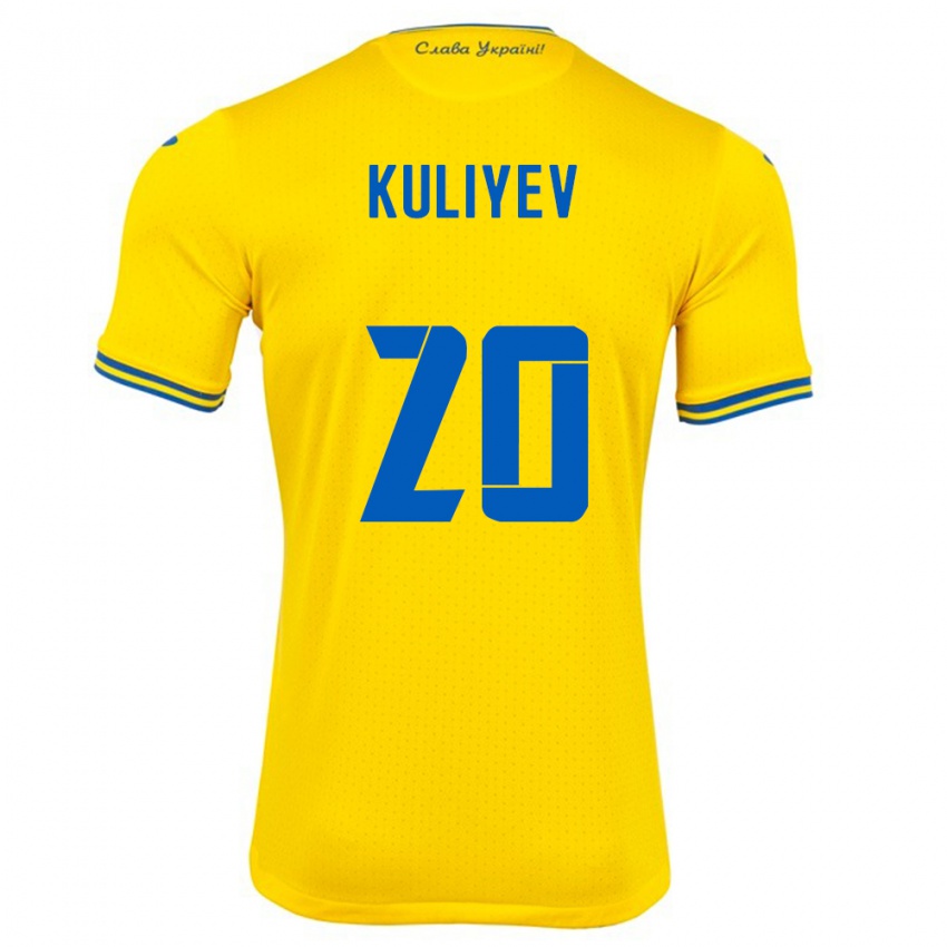 Kinder Ukraine Eldar Kuliyev #20 Gelb Heimtrikot Trikot 24-26 T-Shirt Schweiz