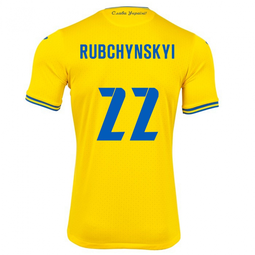 Kinder Ukraine Valentyn Rubchynskyi #22 Gelb Heimtrikot Trikot 24-26 T-Shirt Schweiz