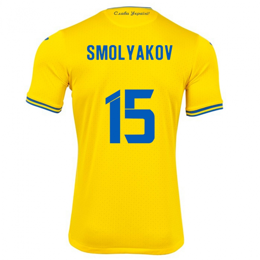 Kinder Ukraine Artem Smolyakov #15 Gelb Heimtrikot Trikot 24-26 T-Shirt Schweiz