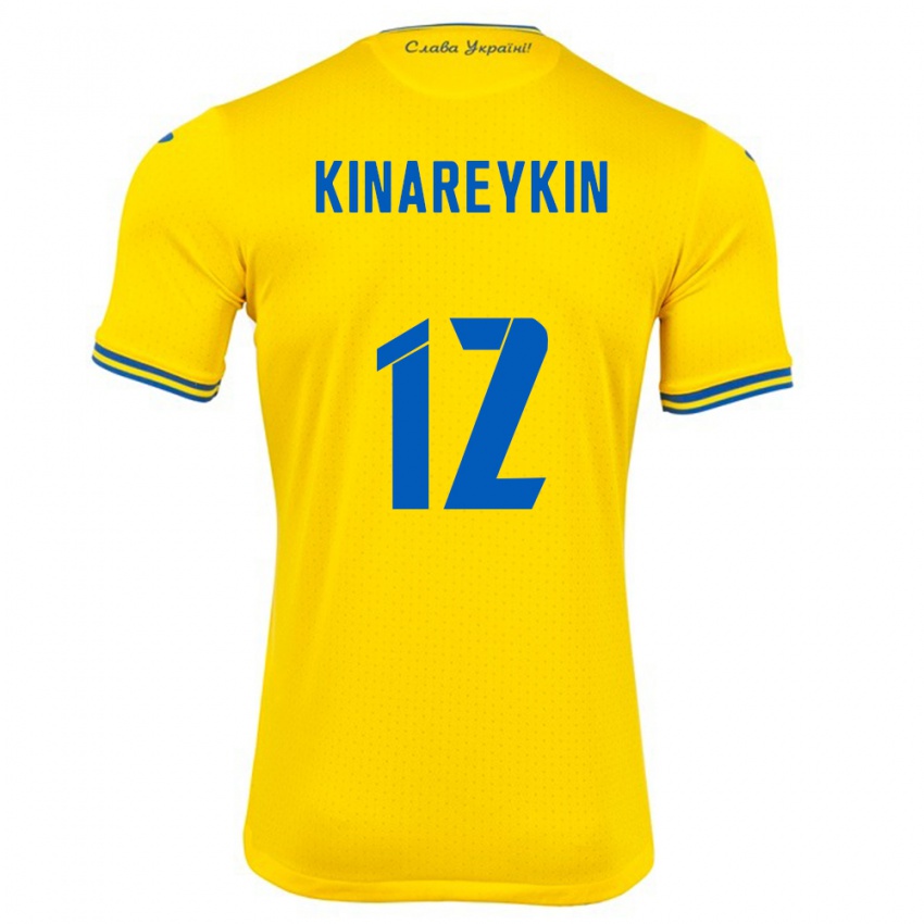 Kinder Ukraine Yakiv Kinareykin #12 Gelb Heimtrikot Trikot 24-26 T-Shirt Schweiz