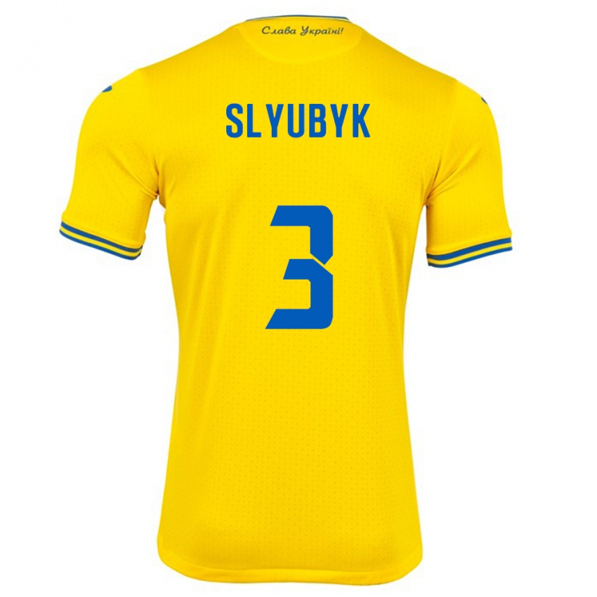 Kinder Ukraine Bogdan Slyubyk #3 Gelb Heimtrikot Trikot 24-26 T-Shirt Schweiz