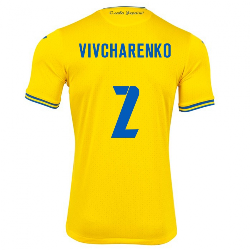 Kinder Ukraine Kostyantyn Vivcharenko #2 Gelb Heimtrikot Trikot 24-26 T-Shirt Schweiz