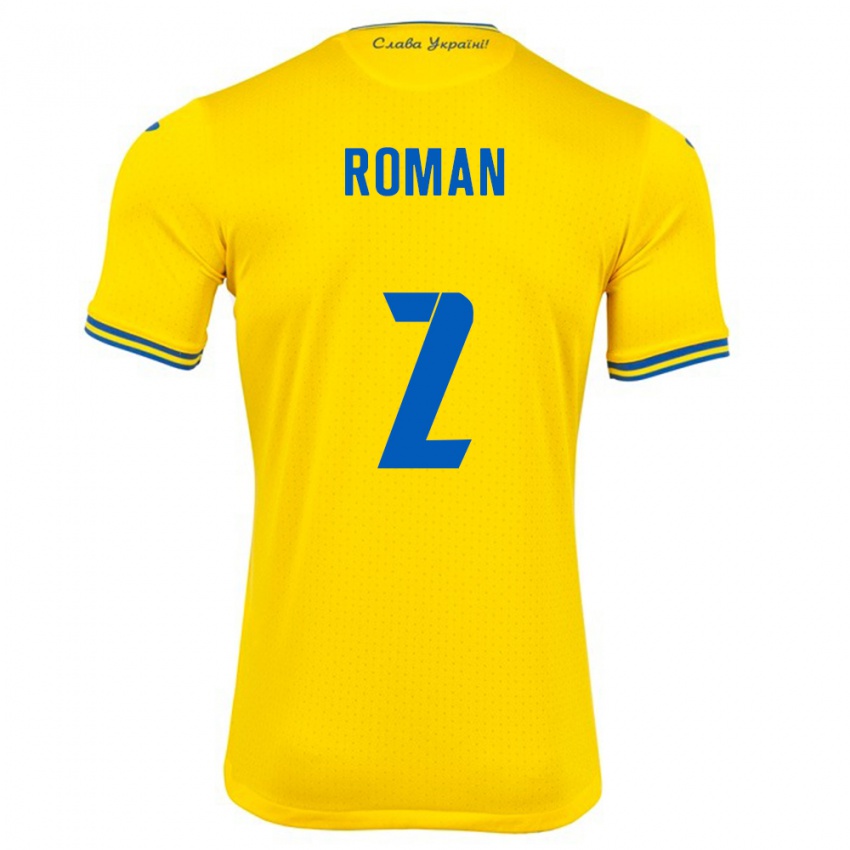 Kinder Ukraine Vitaliy Roman #2 Gelb Heimtrikot Trikot 24-26 T-Shirt Schweiz