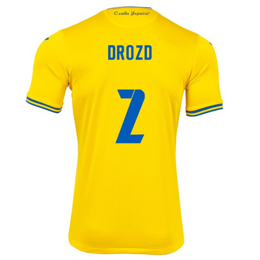 Kinder Ukraine Anton Drozd #2 Gelb Heimtrikot Trikot 24-26 T-Shirt Schweiz