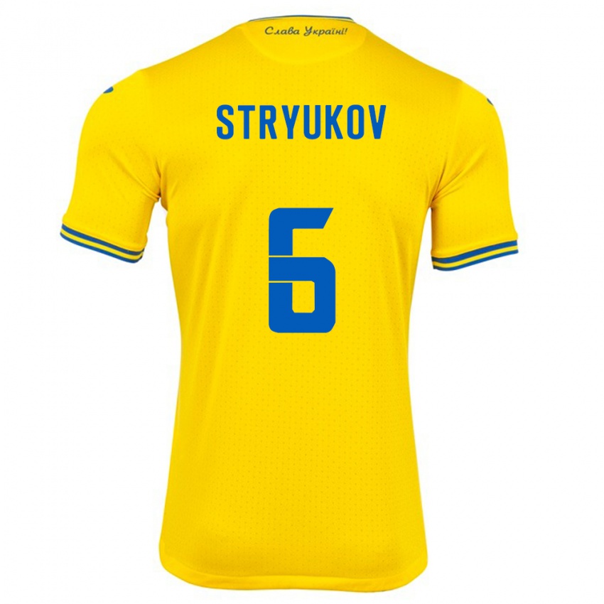 Kinder Ukraine Maksym Stryukov #6 Gelb Heimtrikot Trikot 24-26 T-Shirt Schweiz