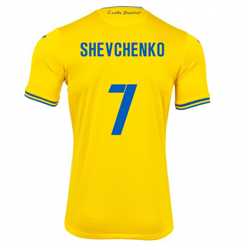 Kinder Ukraine Kristian Shevchenko #7 Gelb Heimtrikot Trikot 24-26 T-Shirt Schweiz