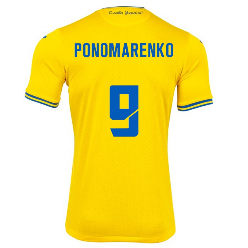 Kinder Ukraine Matviy Ponomarenko #9 Gelb Heimtrikot Trikot 24-26 T-Shirt Schweiz