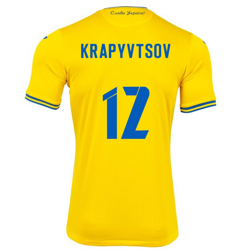 Kinder Ukraine Vladyslav Krapyvtsov #12 Gelb Heimtrikot Trikot 24-26 T-Shirt Schweiz