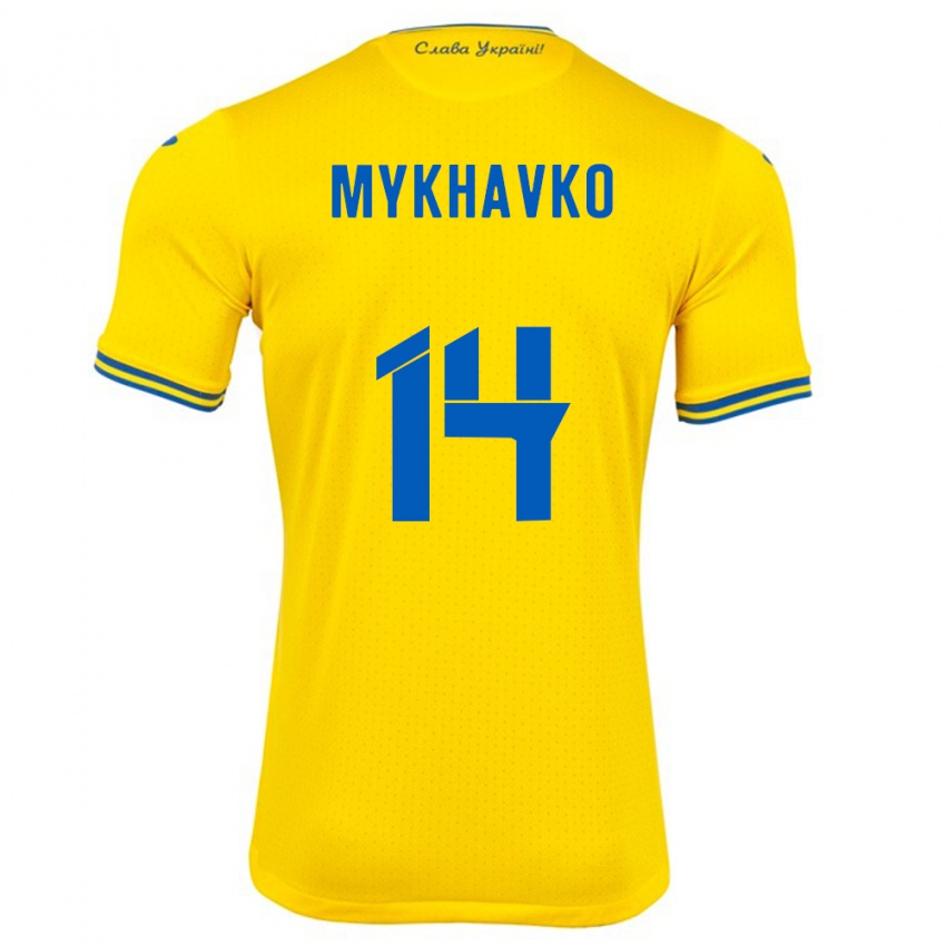 Kinder Ukraine Taras Mykhavko #14 Gelb Heimtrikot Trikot 24-26 T-Shirt Schweiz