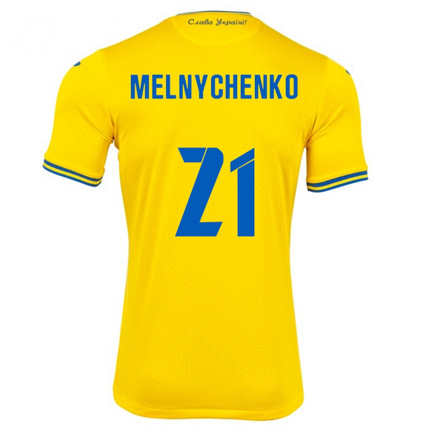 Kinder Ukraine Maksym Melnychenko #21 Gelb Heimtrikot Trikot 24-26 T-Shirt Schweiz