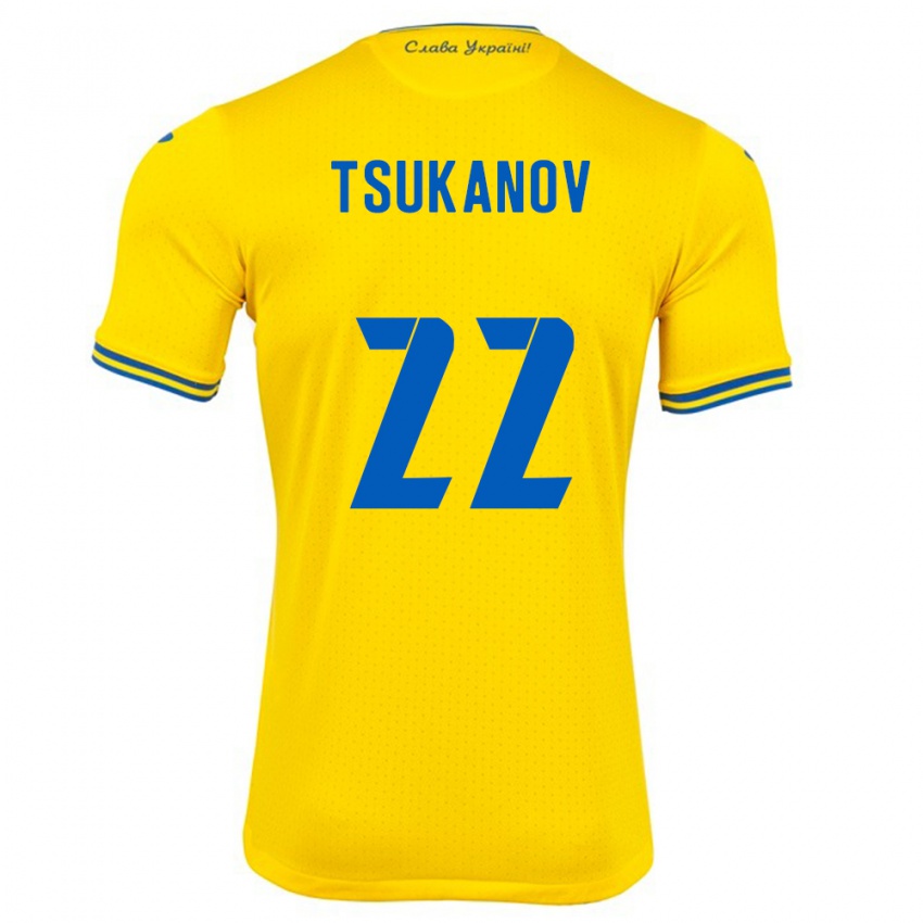 Kinder Ukraine Viktor Tsukanov #22 Gelb Heimtrikot Trikot 24-26 T-Shirt Schweiz