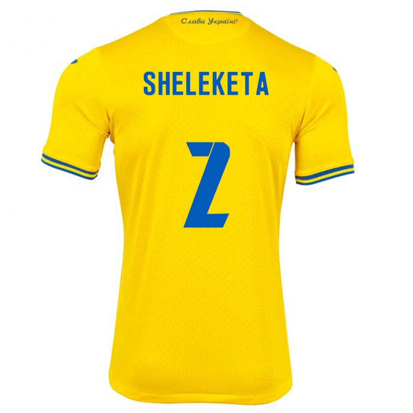 Kinder Ukraine Mykyta Sheleketa #2 Gelb Heimtrikot Trikot 24-26 T-Shirt Schweiz