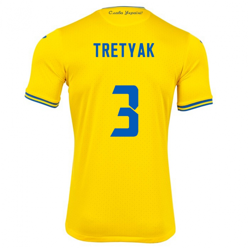 Kinder Ukraine Demyan Tretyak #3 Gelb Heimtrikot Trikot 24-26 T-Shirt Schweiz