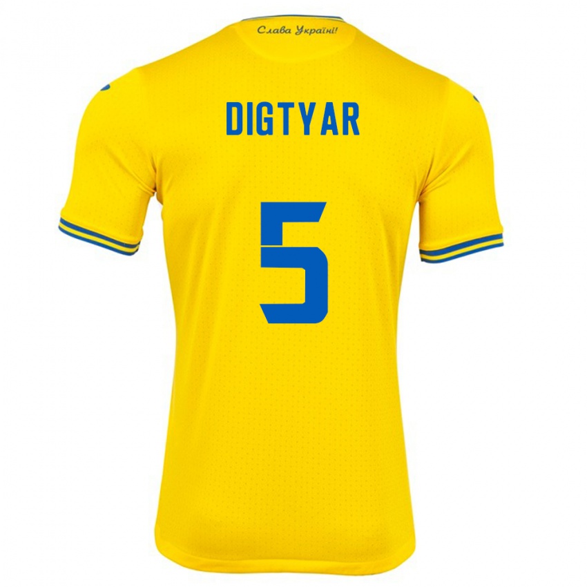 Kinder Ukraine Kyrylo Digtyar #5 Gelb Heimtrikot Trikot 24-26 T-Shirt Schweiz