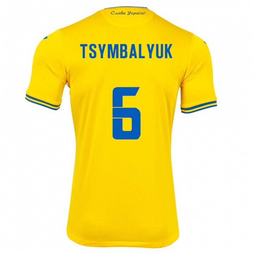 Kinder Ukraine Maksym Tsymbalyuk #6 Gelb Heimtrikot Trikot 24-26 T-Shirt Schweiz