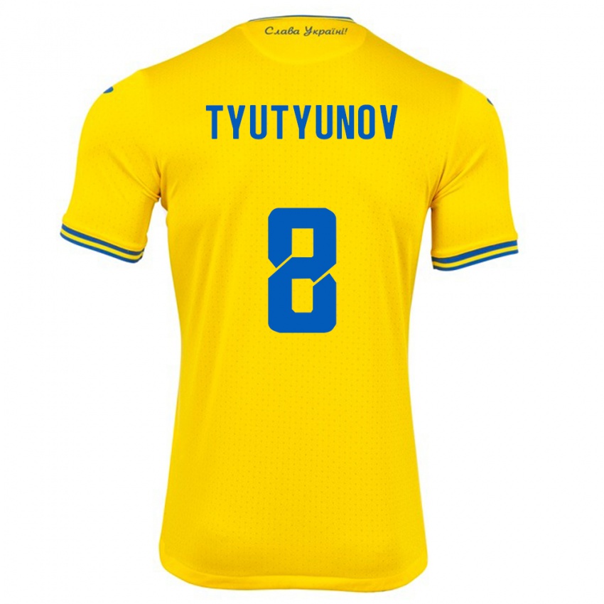 Kinder Ukraine Vladyslav Tyutyunov #8 Gelb Heimtrikot Trikot 24-26 T-Shirt Schweiz