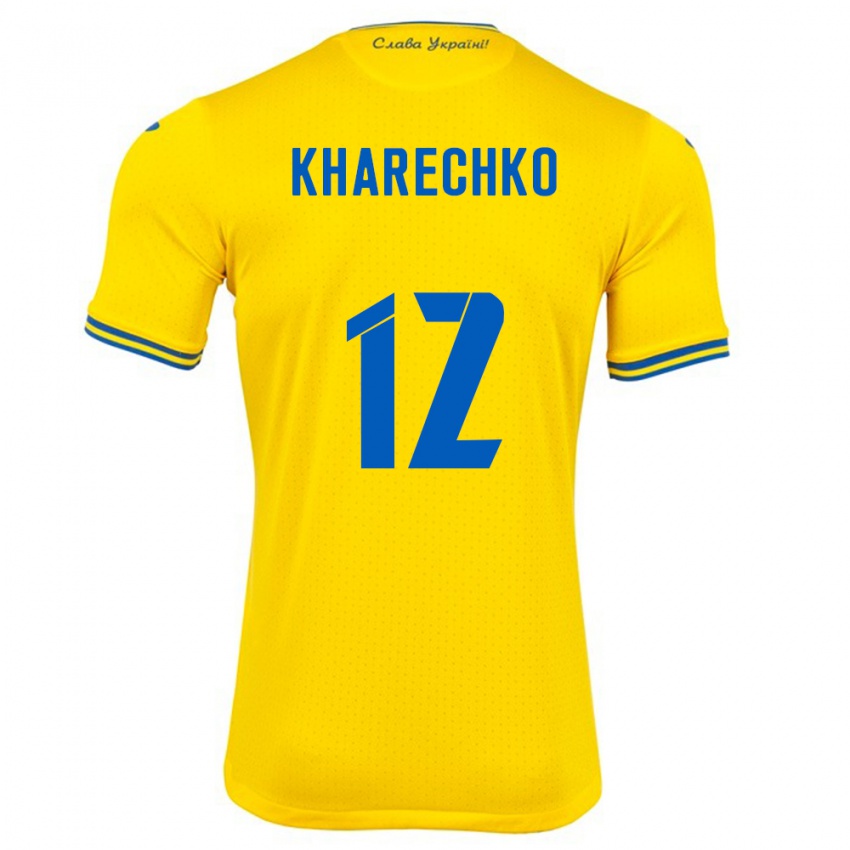 Kinder Ukraine Oleksandr Kharechko #12 Gelb Heimtrikot Trikot 24-26 T-Shirt Schweiz