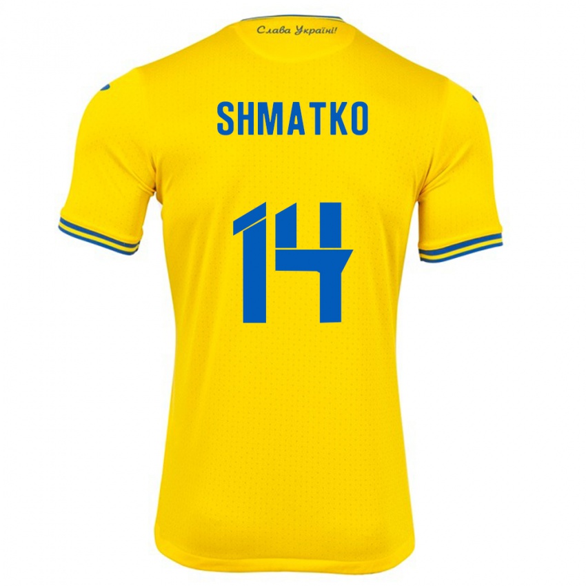 Kinder Ukraine Lyubov Shmatko #14 Gelb Heimtrikot Trikot 24-26 T-Shirt Schweiz