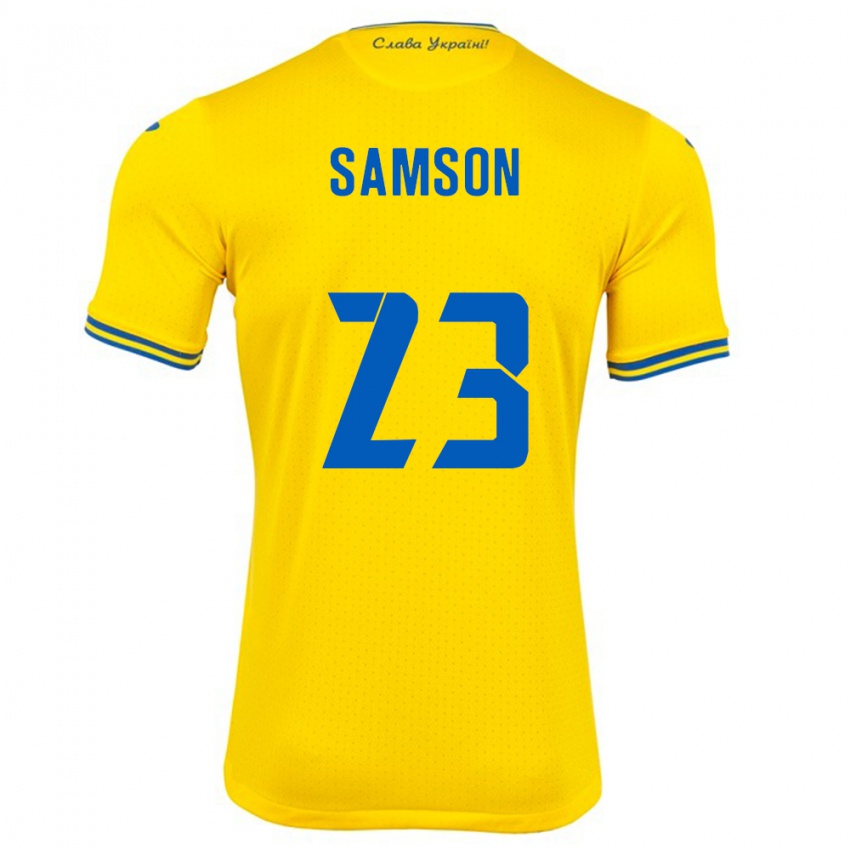 Kinder Ukraine Kateryna Samson #23 Gelb Heimtrikot Trikot 24-26 T-Shirt Schweiz