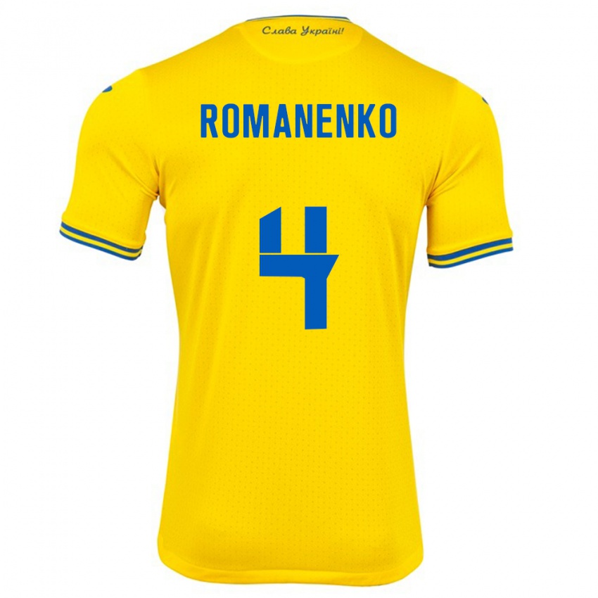 Kinder Ukraine Tetyana Romanenko #4 Gelb Heimtrikot Trikot 24-26 T-Shirt Schweiz