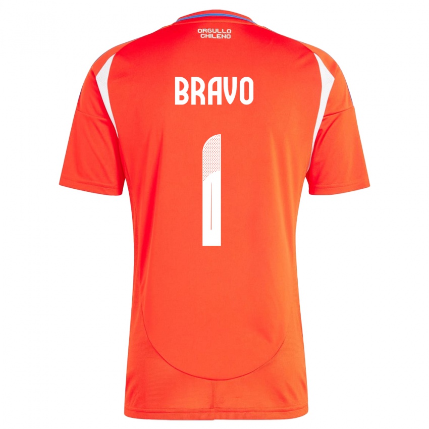 Kinder Chile Claudio Bravo #1 Rot Heimtrikot Trikot 24-26 T-Shirt Schweiz