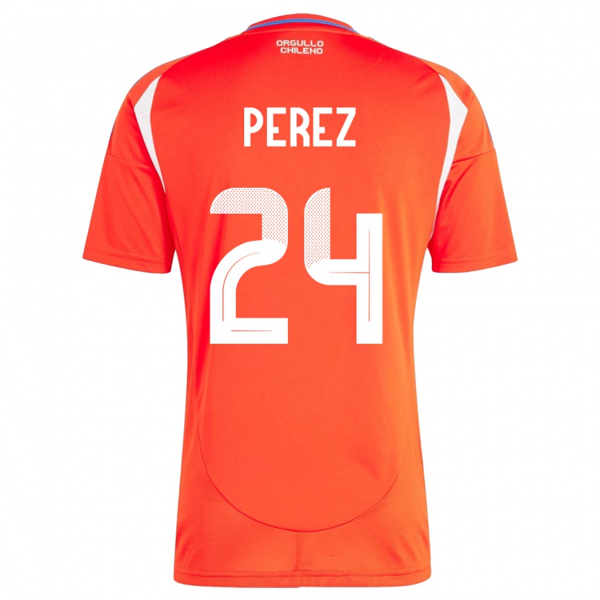 Kinder Chile César Pérez #24 Rot Heimtrikot Trikot 24-26 T-Shirt Schweiz