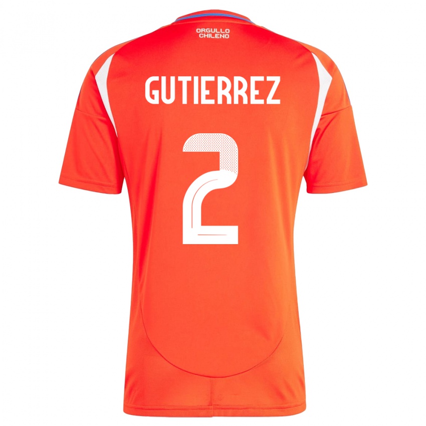 Kinder Chile Joaquín Gutiérrez #2 Rot Heimtrikot Trikot 24-26 T-Shirt Schweiz