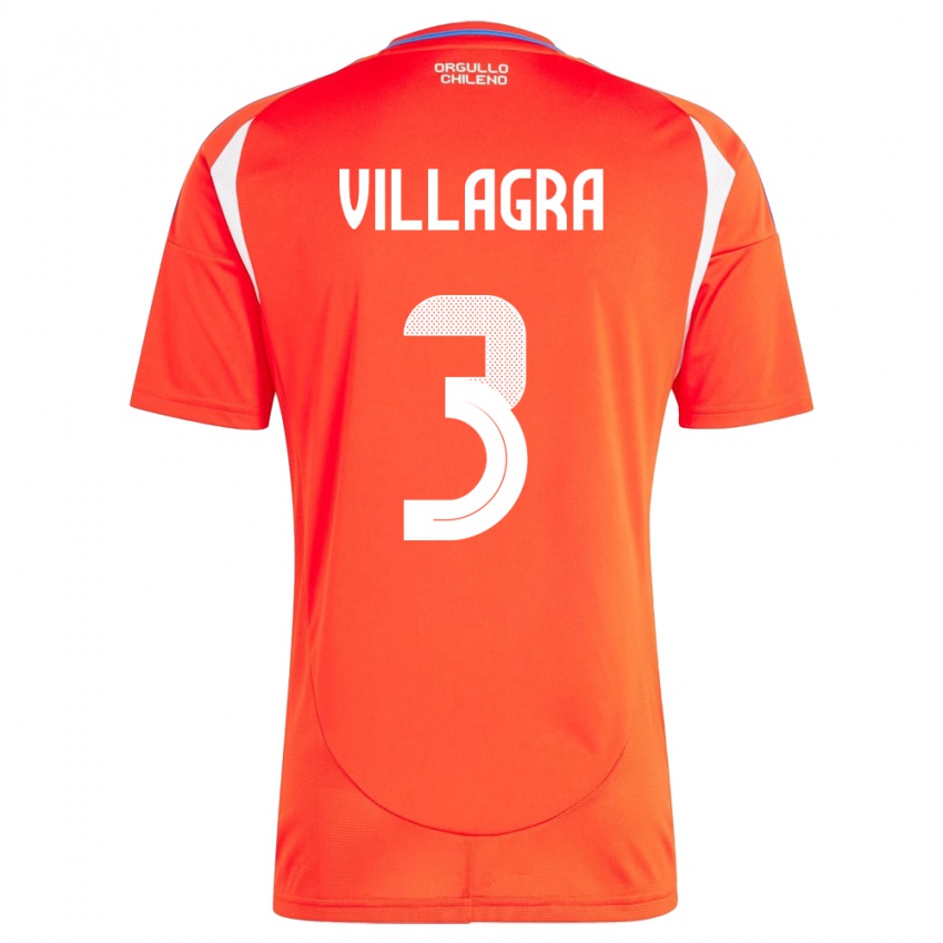 Kinder Chile Jonathan Villagra #3 Rot Heimtrikot Trikot 24-26 T-Shirt Schweiz