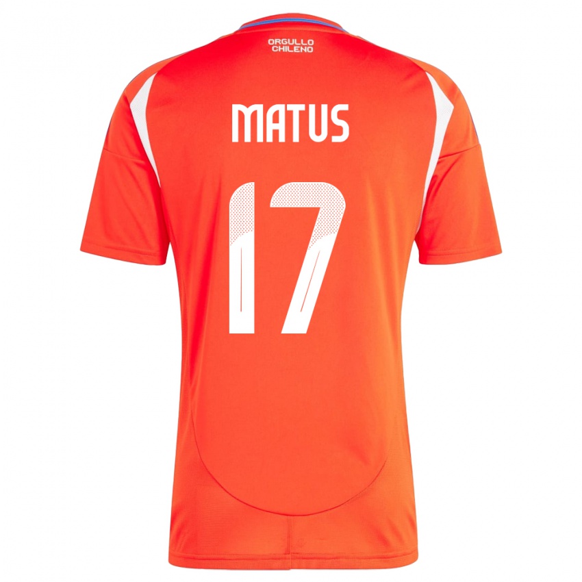 Kinder Chile Esteban Matus #17 Rot Heimtrikot Trikot 24-26 T-Shirt Schweiz