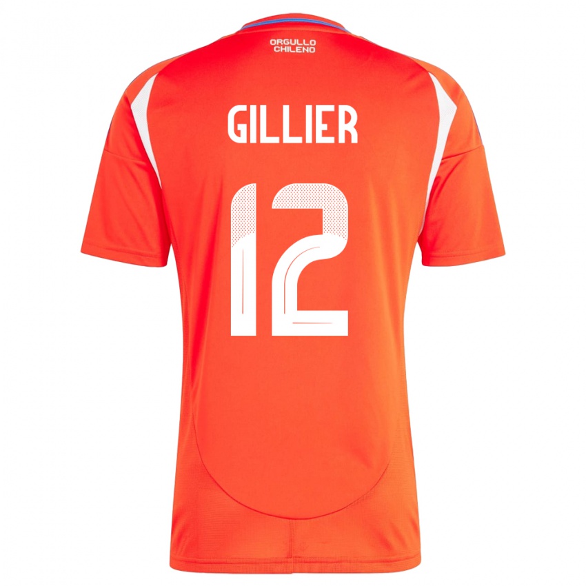 Kinder Chile Thomas Gillier #12 Rot Heimtrikot Trikot 24-26 T-Shirt Schweiz