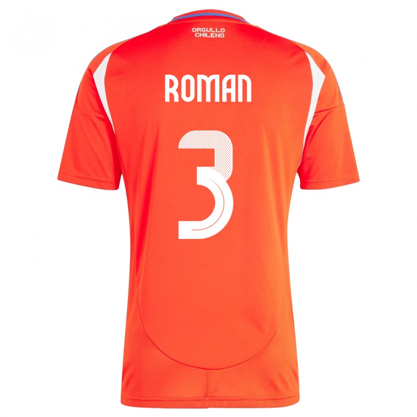 Kinder Chile Iván Román #3 Rot Heimtrikot Trikot 24-26 T-Shirt Schweiz