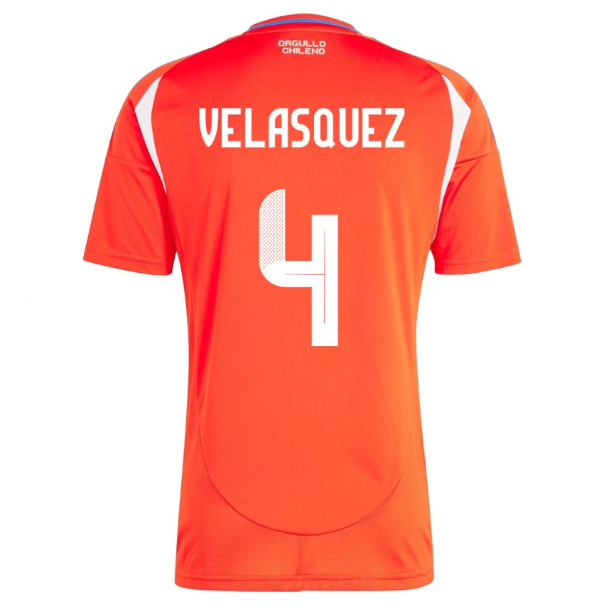 Kinder Chile Lucas Velásquez #4 Rot Heimtrikot Trikot 24-26 T-Shirt Schweiz