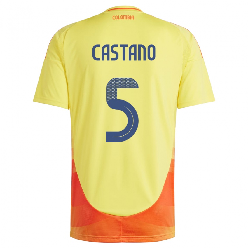 Kinder Kolumbien Kevin Castaño #5 Gelb Heimtrikot Trikot 24-26 T-Shirt Schweiz