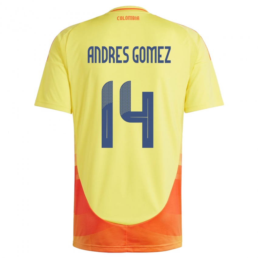 Kinder Kolumbien Carlos Andrés Gómez #14 Gelb Heimtrikot Trikot 24-26 T-Shirt Schweiz