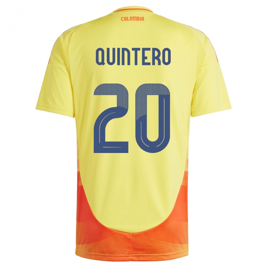 Kinder Kolumbien Juan Fernando Quintero #20 Gelb Heimtrikot Trikot 24-26 T-Shirt Schweiz