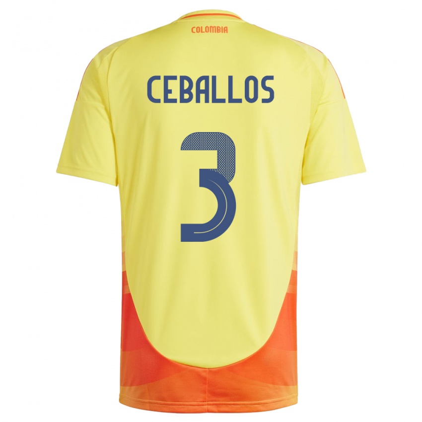 Kinder Kolumbien Brayan Ceballos #3 Gelb Heimtrikot Trikot 24-26 T-Shirt Schweiz