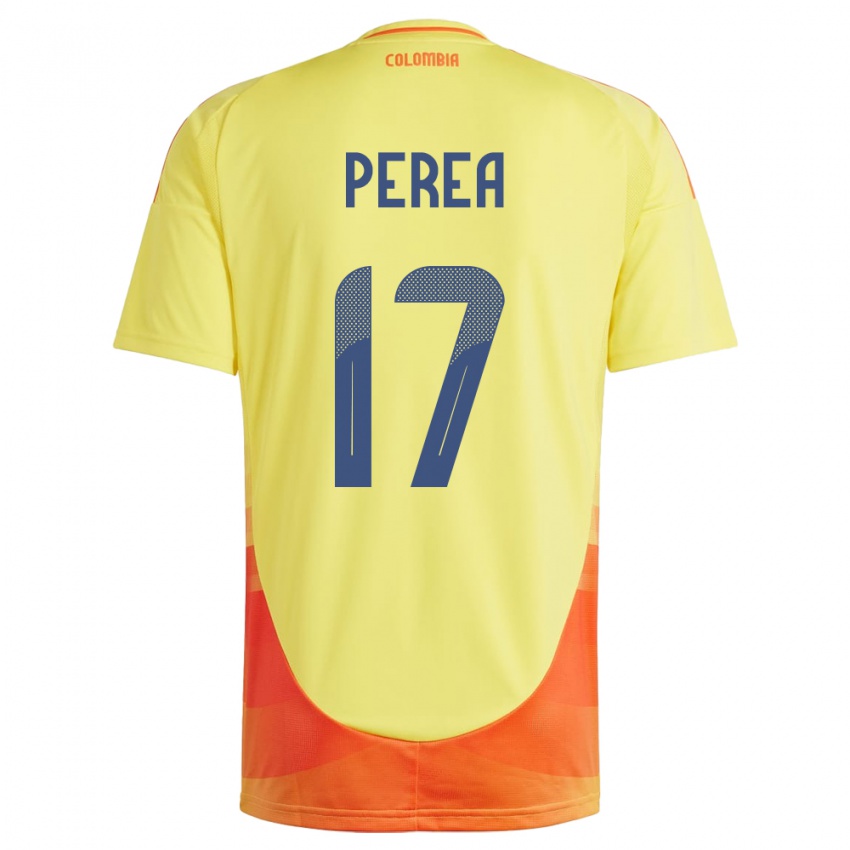 Kinder Kolumbien Óscar Perea #17 Gelb Heimtrikot Trikot 24-26 T-Shirt Schweiz