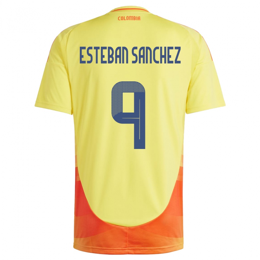 Kinder Kolumbien Juan Esteban Sánchez #9 Gelb Heimtrikot Trikot 24-26 T-Shirt Schweiz