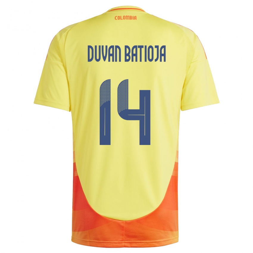 Kinder Kolumbien Andy Duván Batioja #14 Gelb Heimtrikot Trikot 24-26 T-Shirt Schweiz