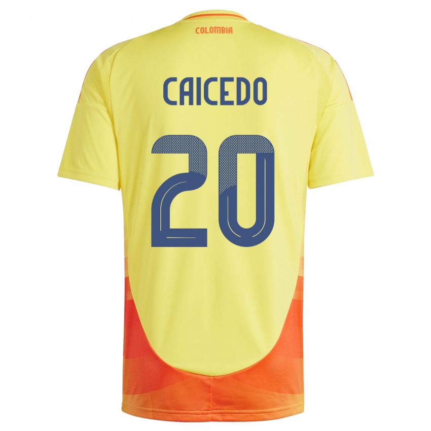 Kinder Kolumbien Brayan Caicedo #20 Gelb Heimtrikot Trikot 24-26 T-Shirt Schweiz