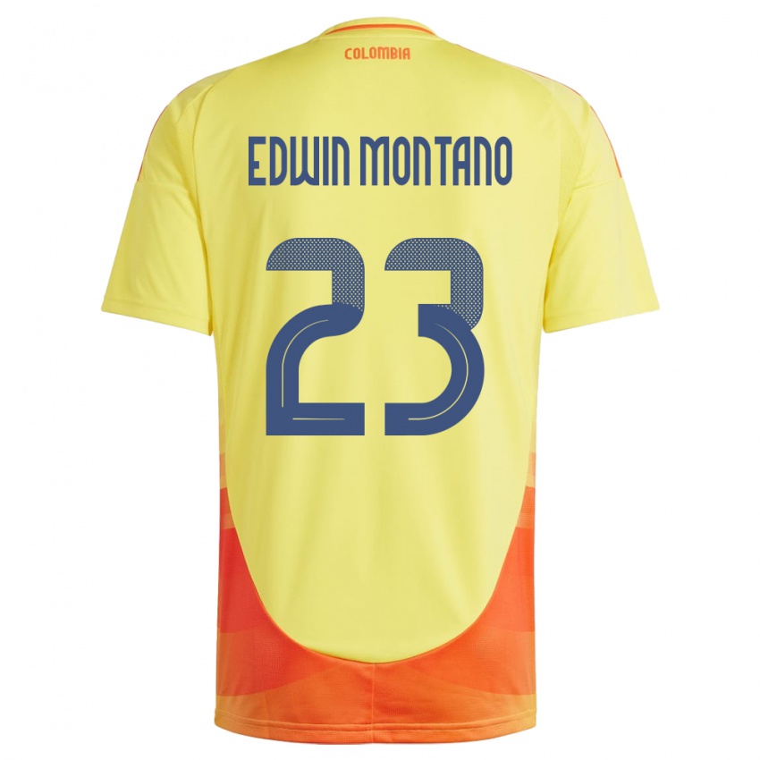 Kinder Kolumbien John Edwin Montaño #23 Gelb Heimtrikot Trikot 24-26 T-Shirt Schweiz